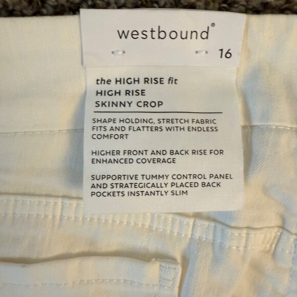 Westbound Skinny Crop Pants Size 16 High Rise White Stretch Tummy Control Slimmi - Picture 5 of 15
